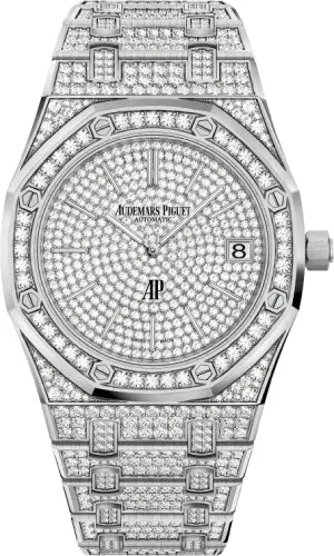 Audemars Piguet Royal Oak "Jumbo" Extra-Thin 39mm White Gold Diamond Pave | 15202BC.ZZ.1241BC.01