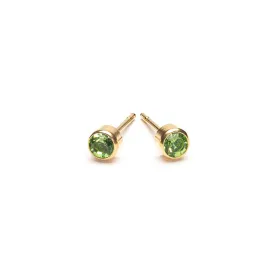 August Birthstone Bezel Gold Stud Earrings