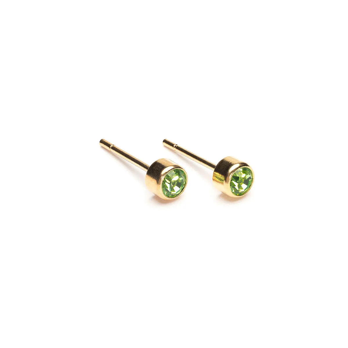 August Birthstone Bezel Gold Stud Earrings