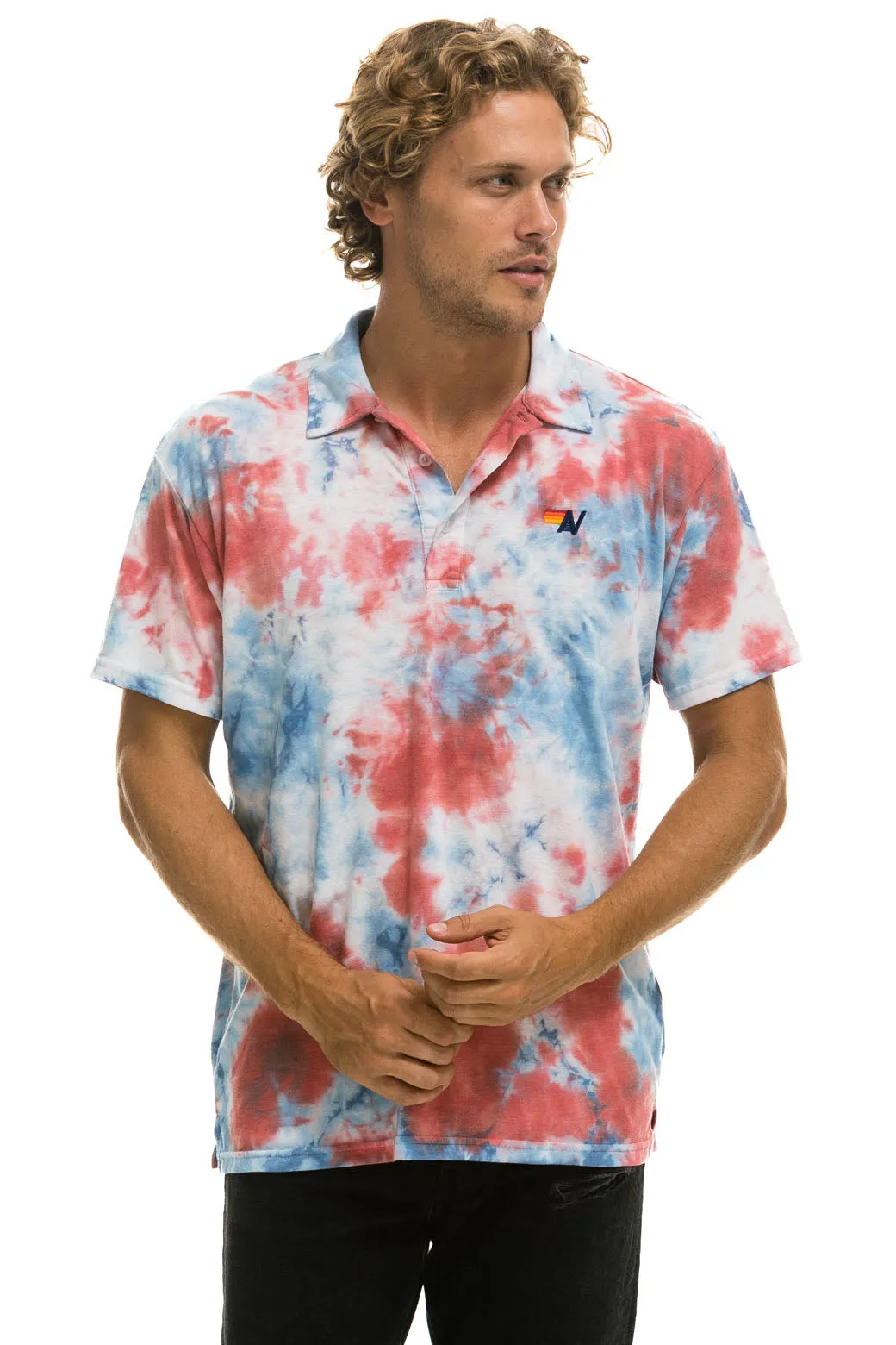 AVIATOR NATION POLO - TIE DYE RED