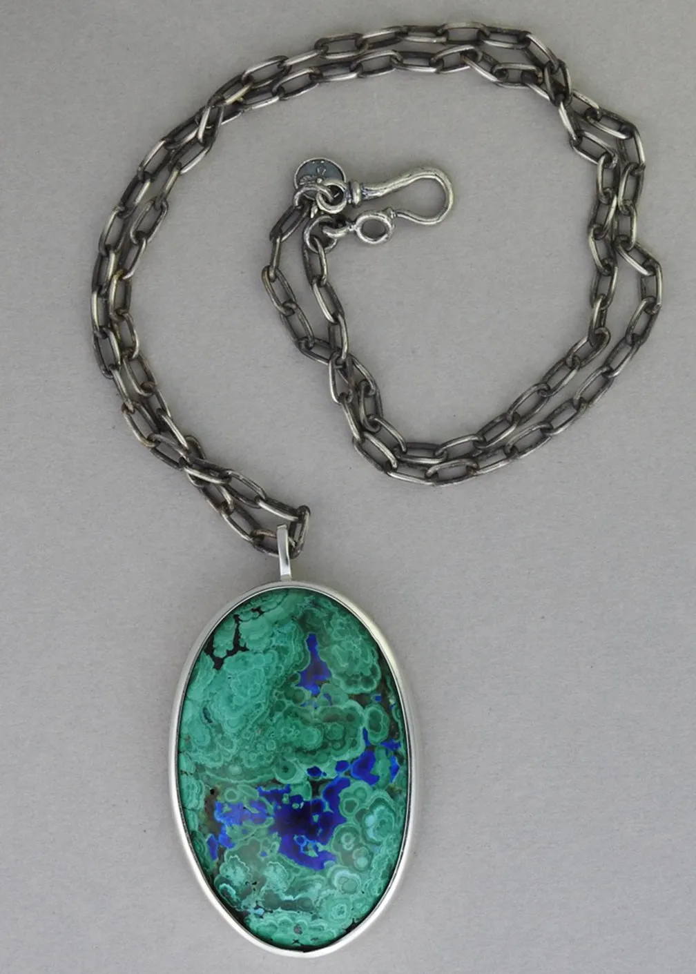 Azurite and Malachite Pendant Crystal Necklace