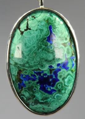 Azurite and Malachite Pendant Crystal Necklace