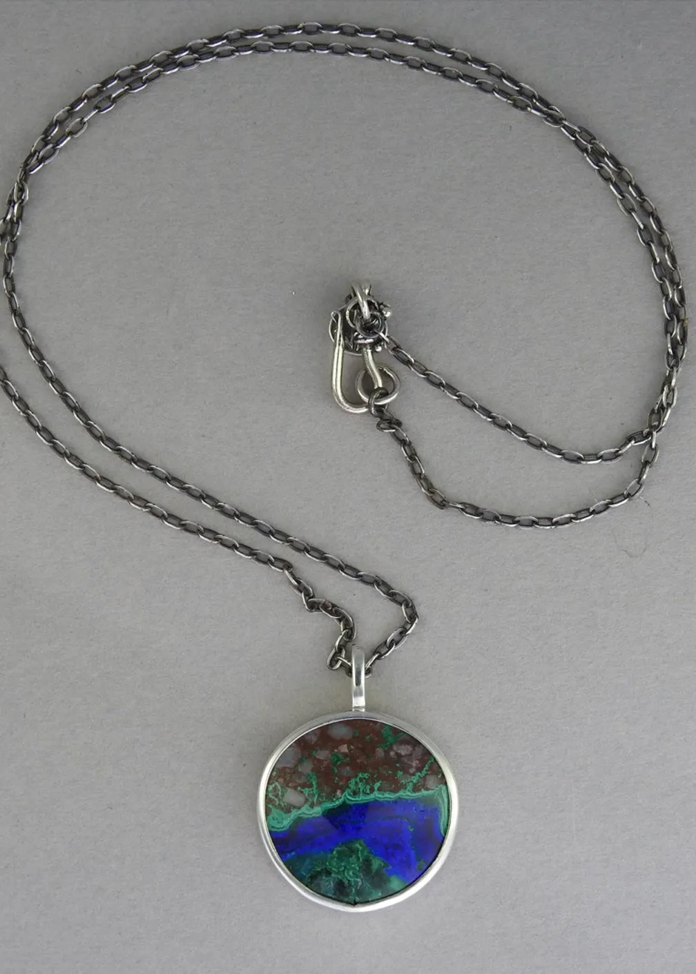 Azurite and Malachite Pendant Crystal Necklace