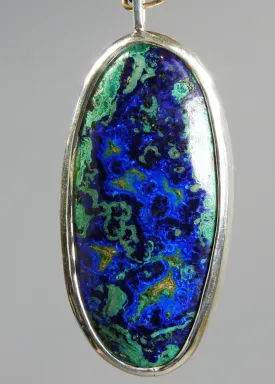 Azurite and Malachite Pendant Crystal Necklace