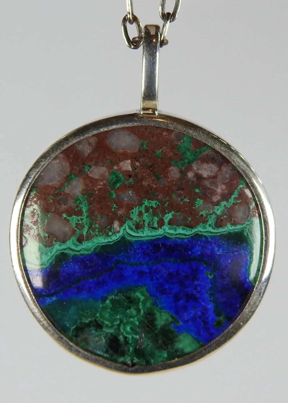 Azurite and Malachite Pendant Crystal Necklace