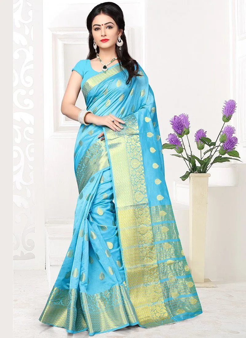 Banarasi Silk Saree- sky blue