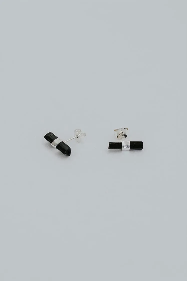 Banded Crystal Studs - Black Tourmaline