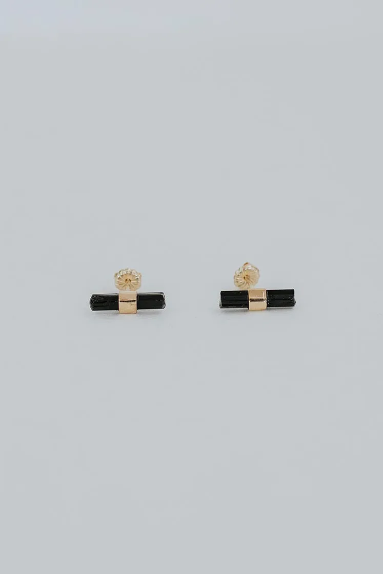 Banded Crystal Studs - Black Tourmaline