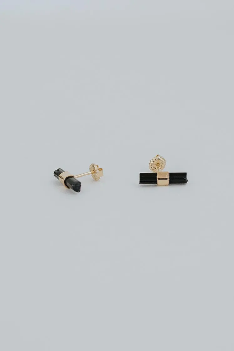 Banded Crystal Studs - Black Tourmaline