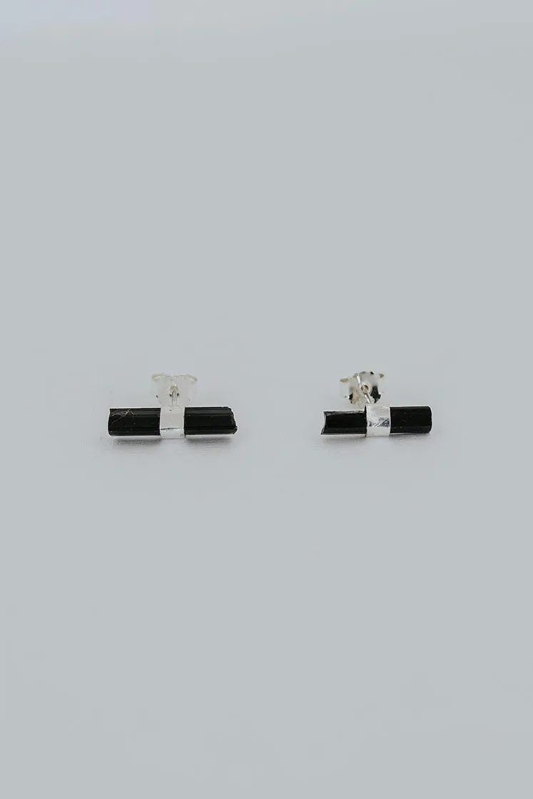 Banded Crystal Studs - Black Tourmaline