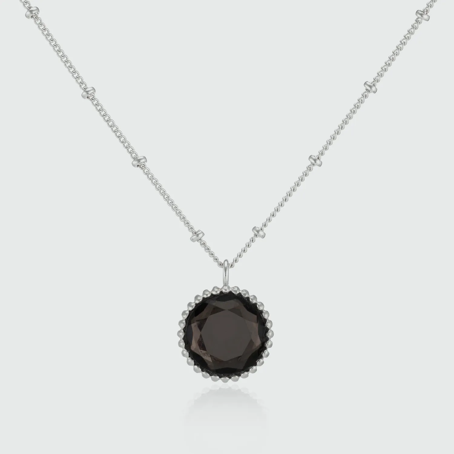 Barcelona Silver November Smokey Quartz Birthstone Necklace