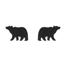 Bear Textured Resin Stud Earrings - Black