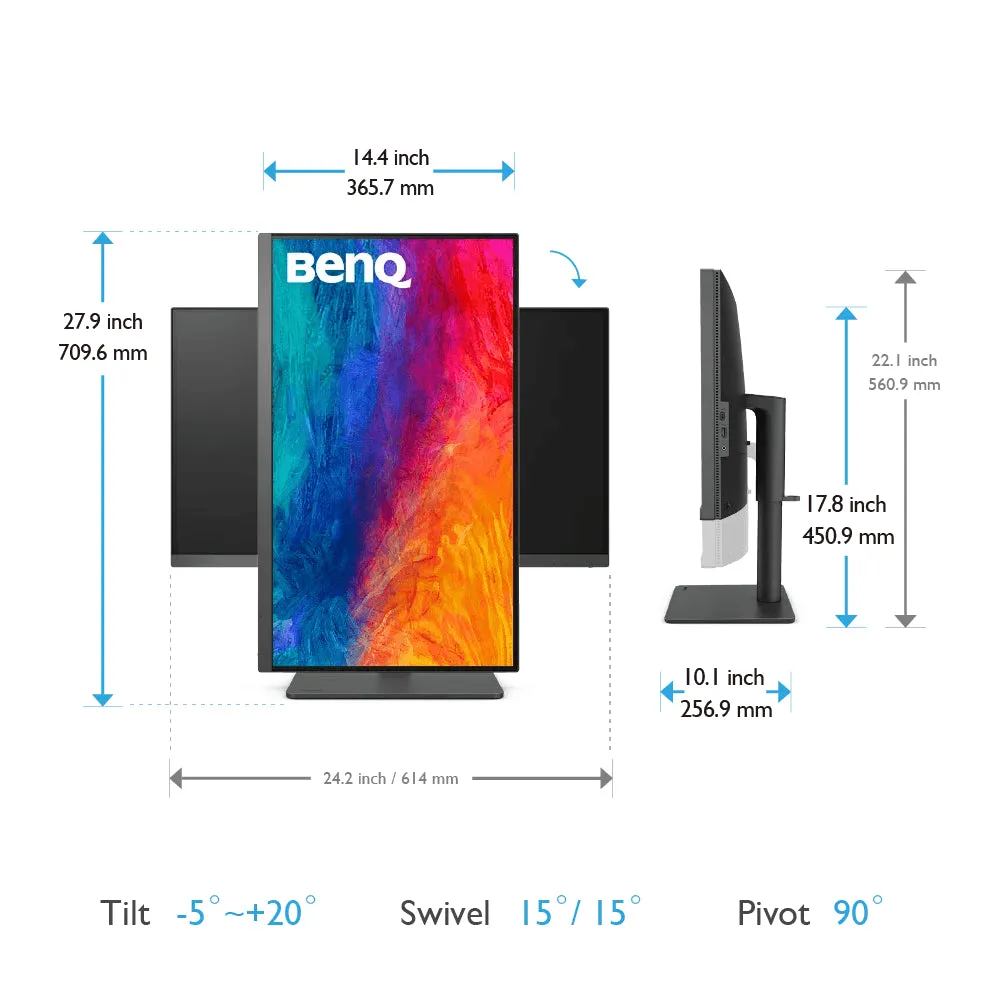 BenQ 27" PD2705U 4K UHD IPS 60Hz 5ms sRGB 99% HDR10 KVM USB-C Designer Monitor with Built-in Speaker & Height Adjustment