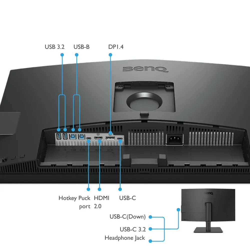 BenQ 27" PD2705U 4K UHD IPS 60Hz 5ms sRGB 99% HDR10 KVM USB-C Designer Monitor with Built-in Speaker & Height Adjustment