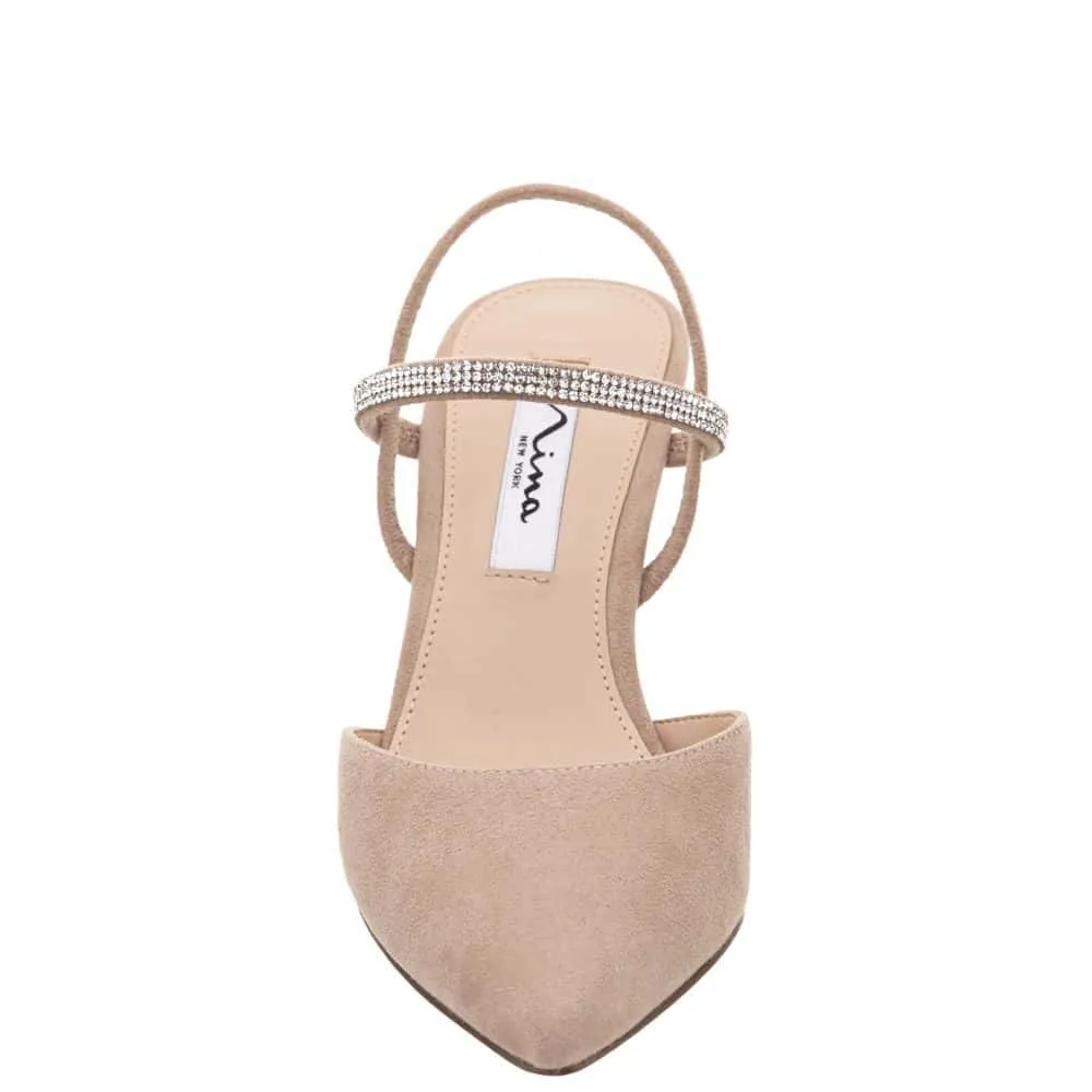 Billie Heel in Tan Suede