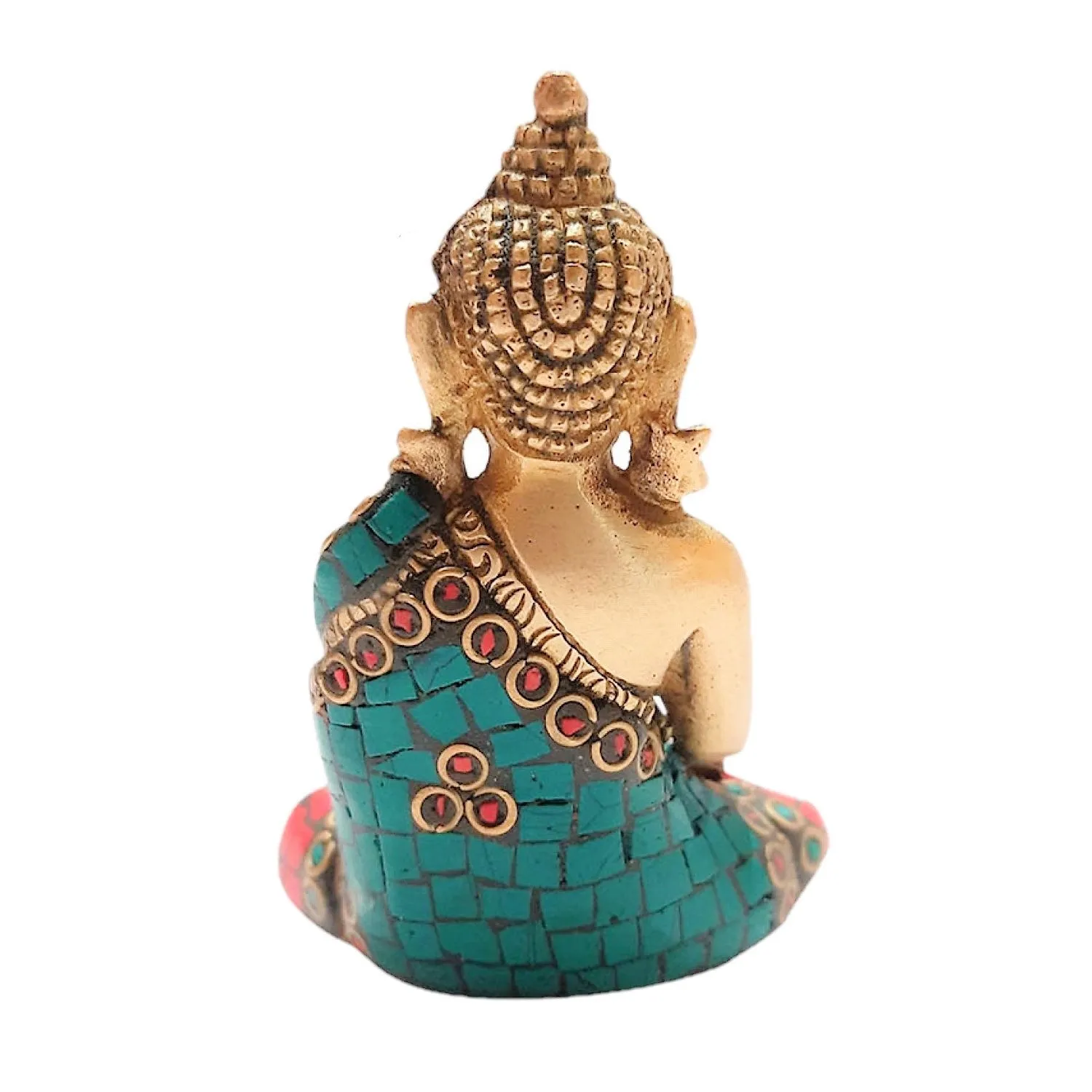 Brass Buddha Sitting with Stonework 3 in