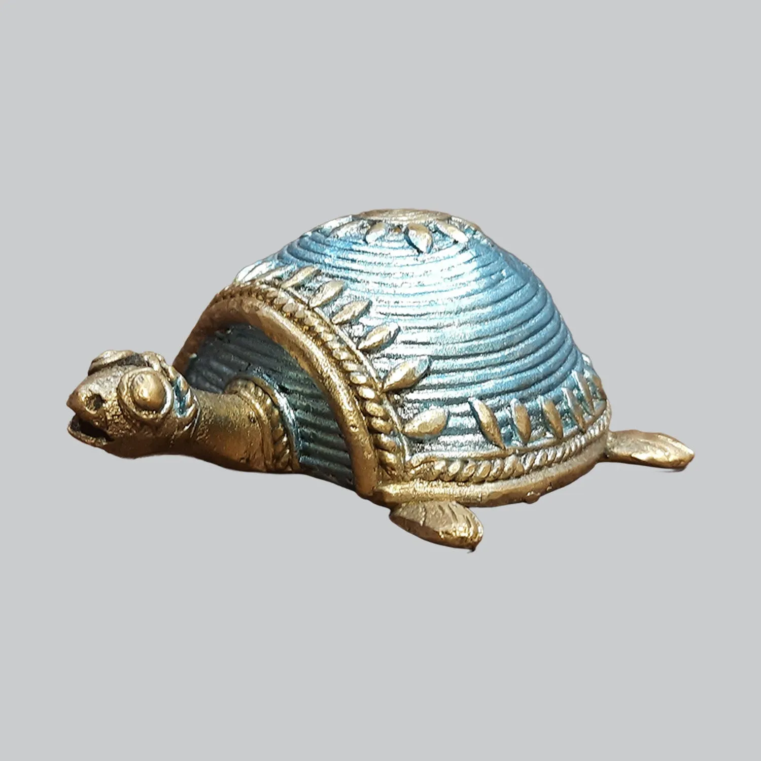 Brass Dhokra Tortoise with Colour - 4 in x 3 in x 2 in