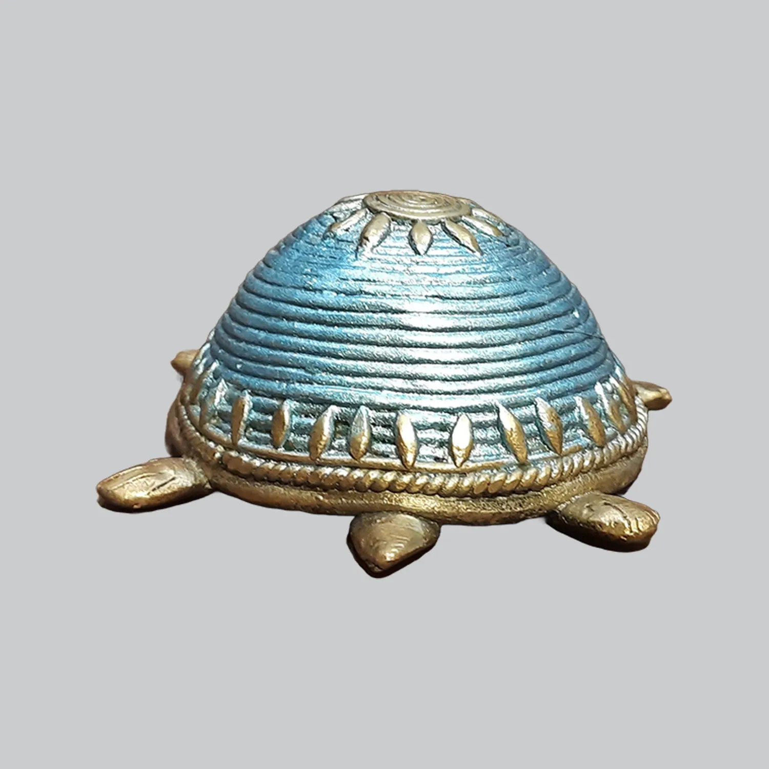 Brass Dhokra Tortoise with Colour - 4 in x 3 in x 2 in