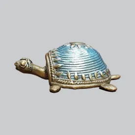 Brass Dhokra Tortoise with Colour - 4 in x 3 in x 2 in