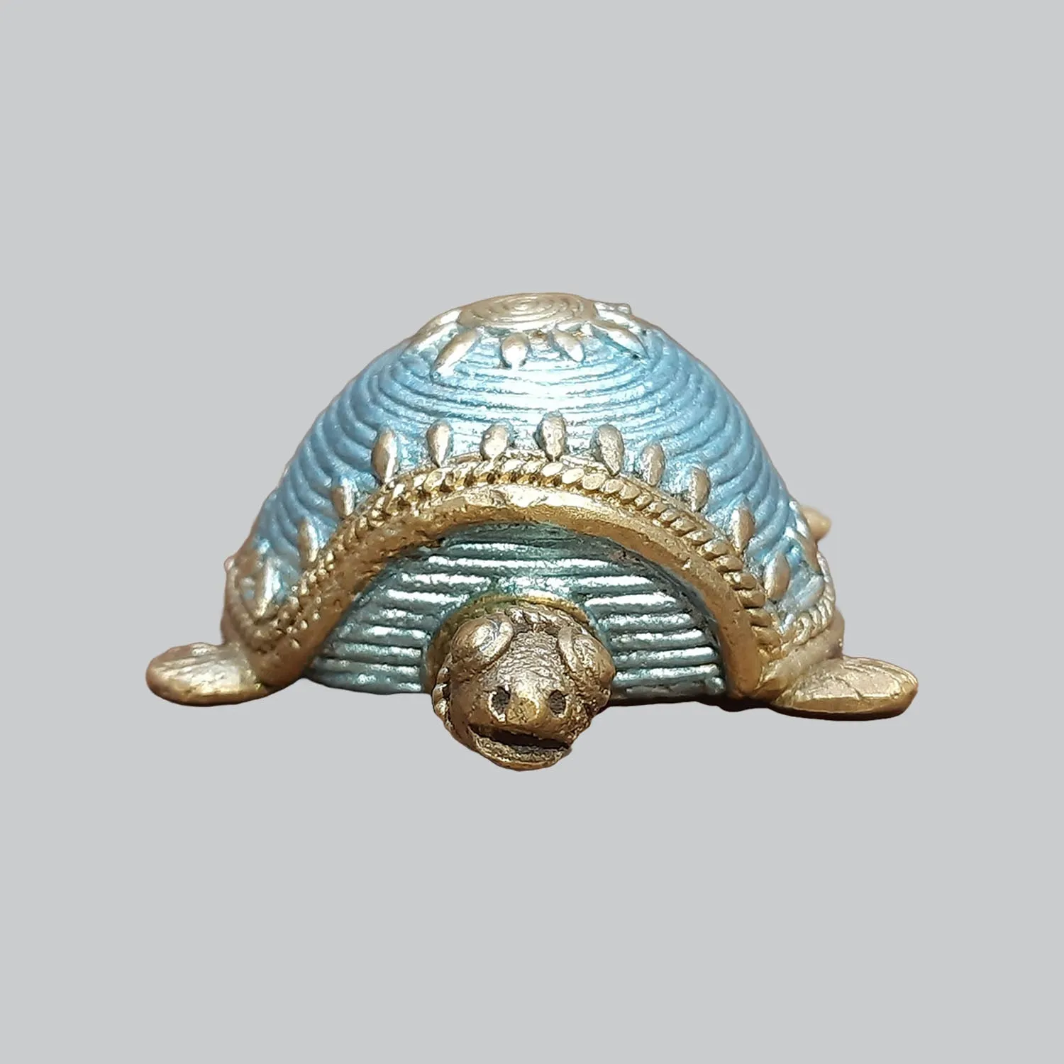 Brass Dhokra Tortoise with Colour - 4 in x 3 in x 2 in