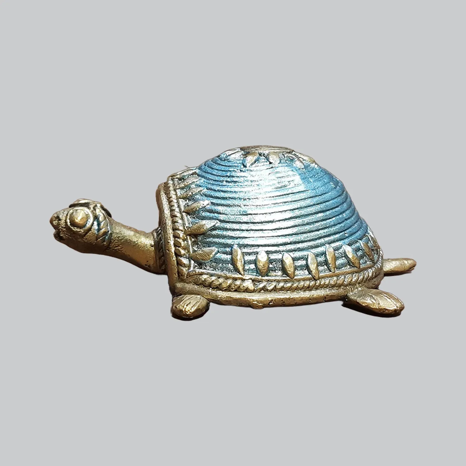 Brass Dhokra Tortoise with Colour - 4 in x 3 in x 2 in