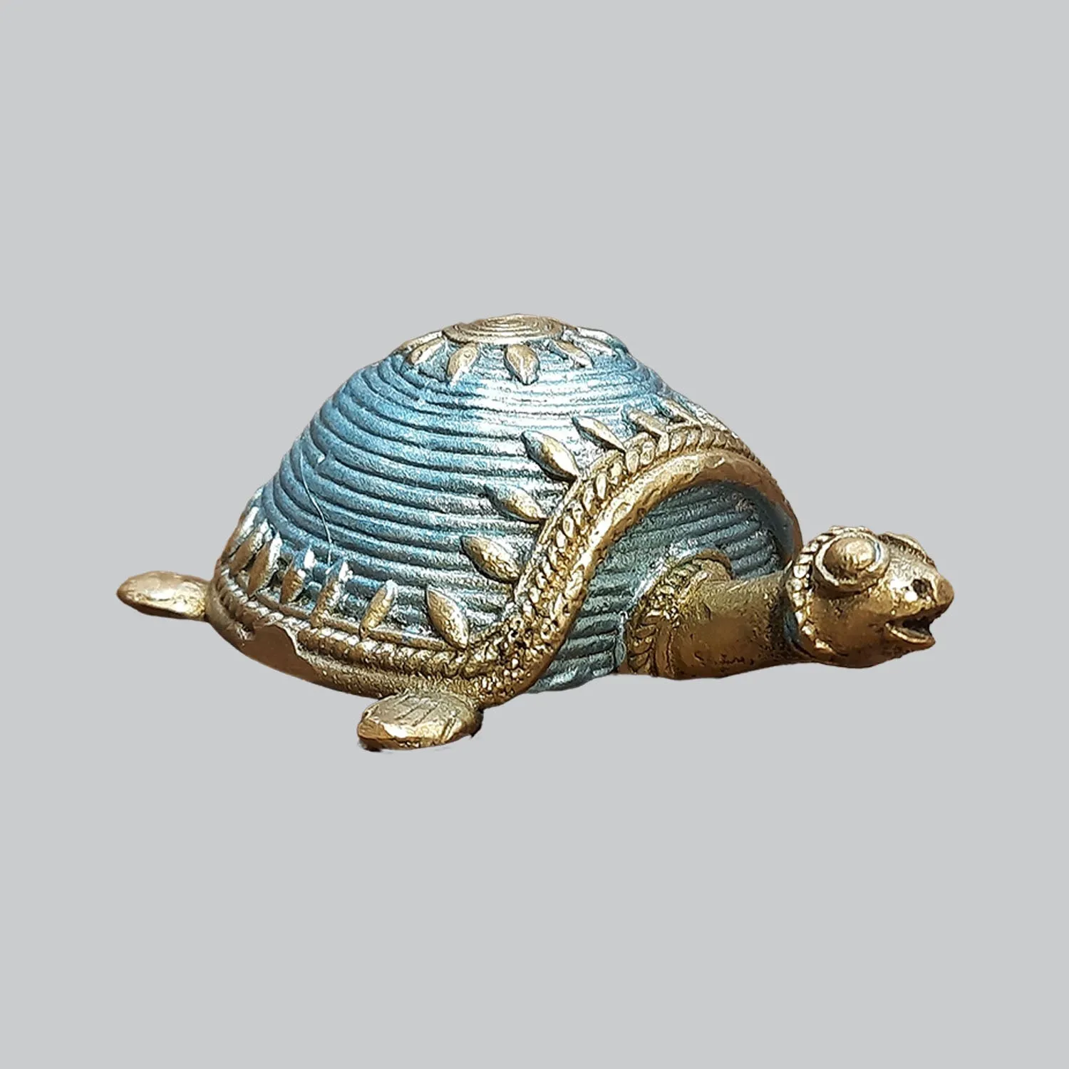 Brass Dhokra Tortoise with Colour - 4 in x 3 in x 2 in