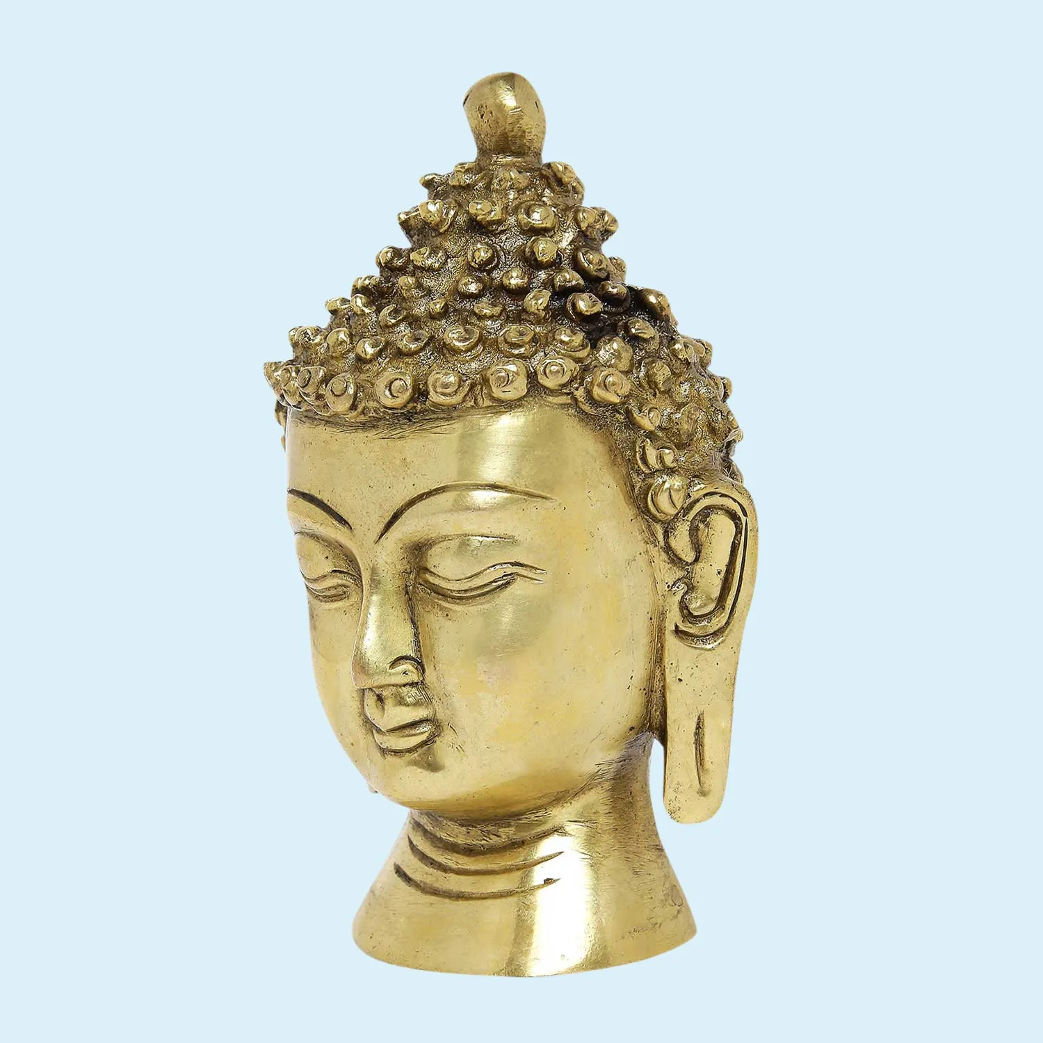 Brass Engraved Buddha Head 4.5 in