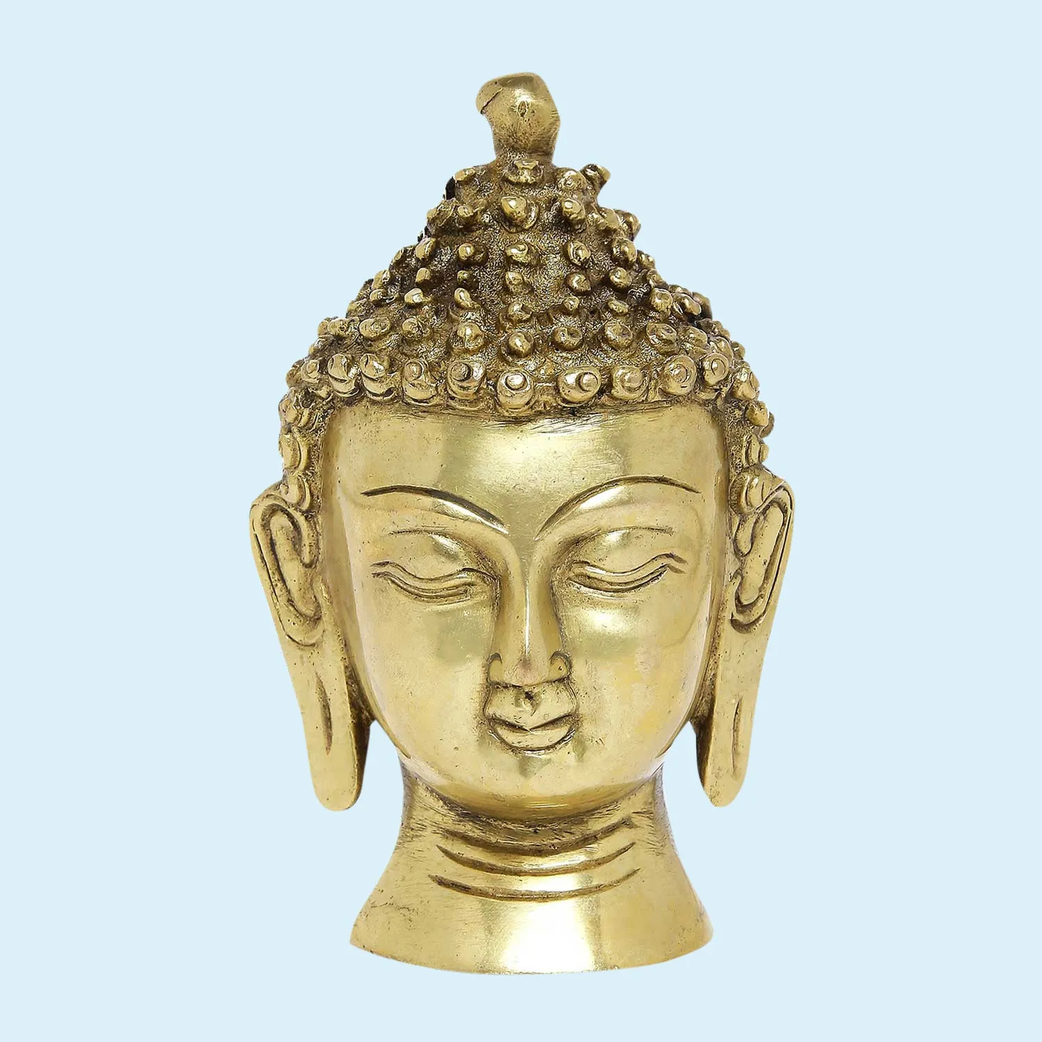 Brass Engraved Buddha Head 4.5 in