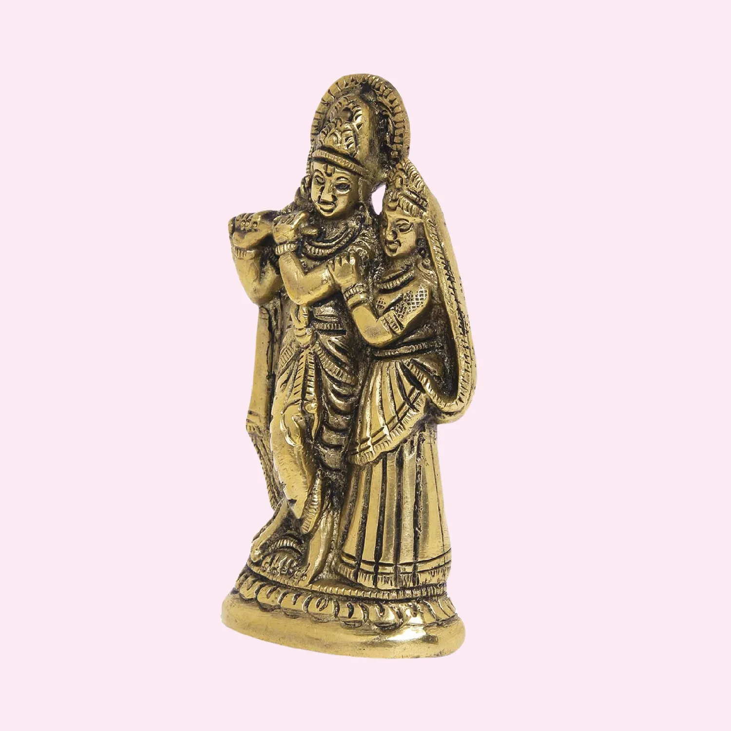 Brass Engraved Small Radha Krishna 4 in