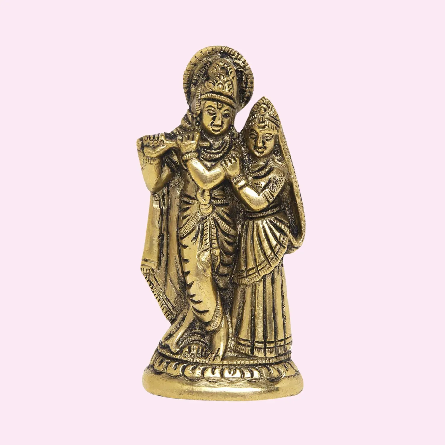 Brass Engraved Small Radha Krishna 4 in