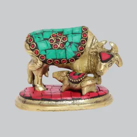 Brass Stonework Cow and Calf 2.5 in