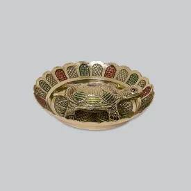 Brass Tortoise with Meenakari Tray - 3 in