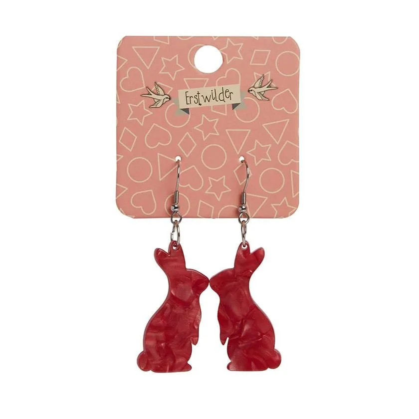 Bunny Textured Resin Drop Earrings - Red