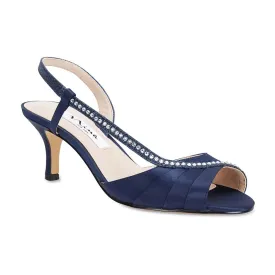 Cabell Heel in Navy Satin