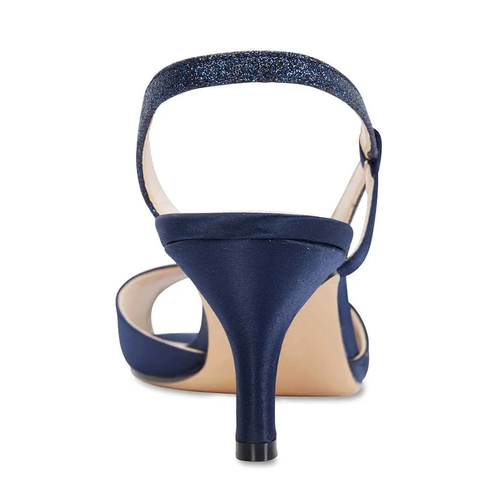 Cabell Heel in Navy Satin