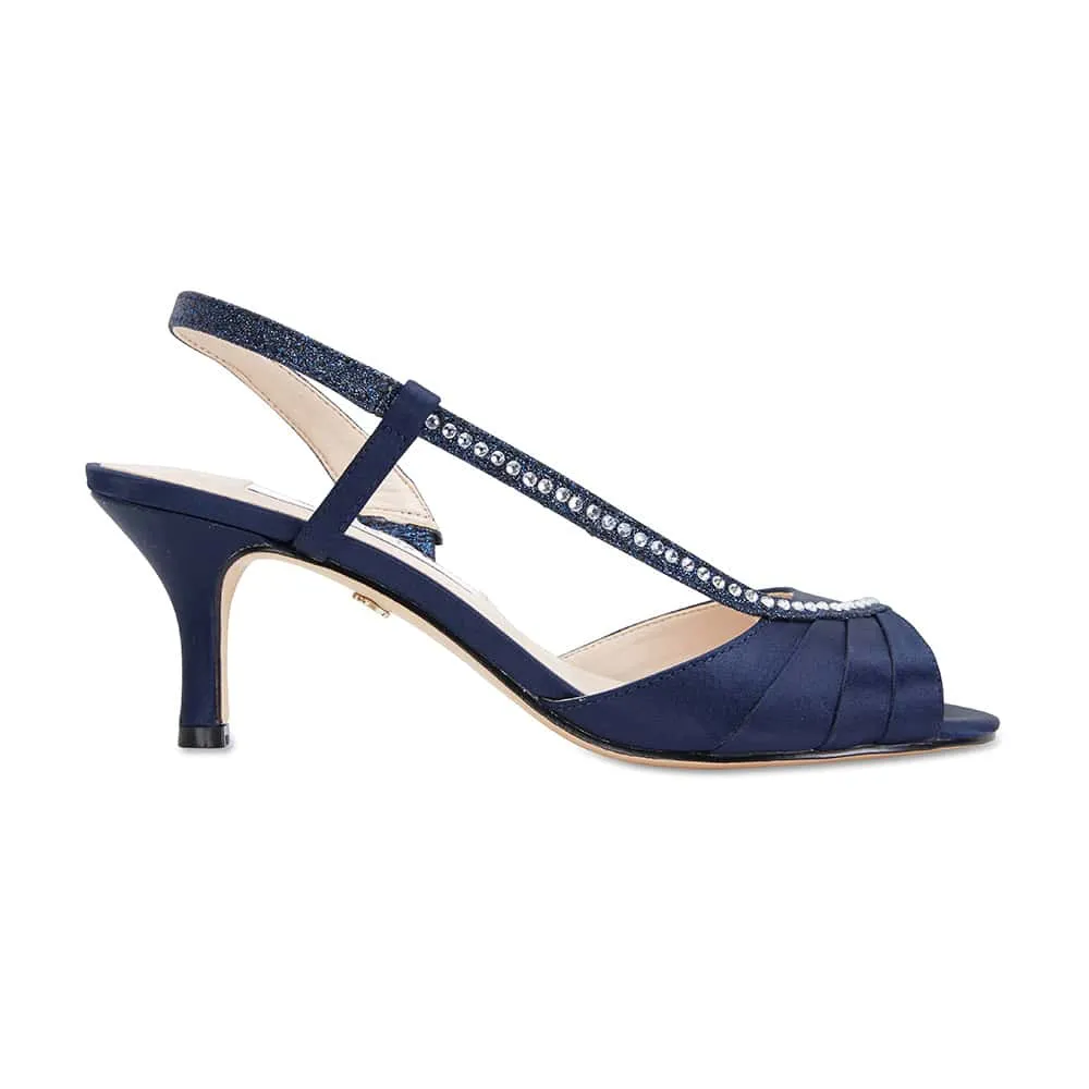 Cabell Heel in Navy Satin