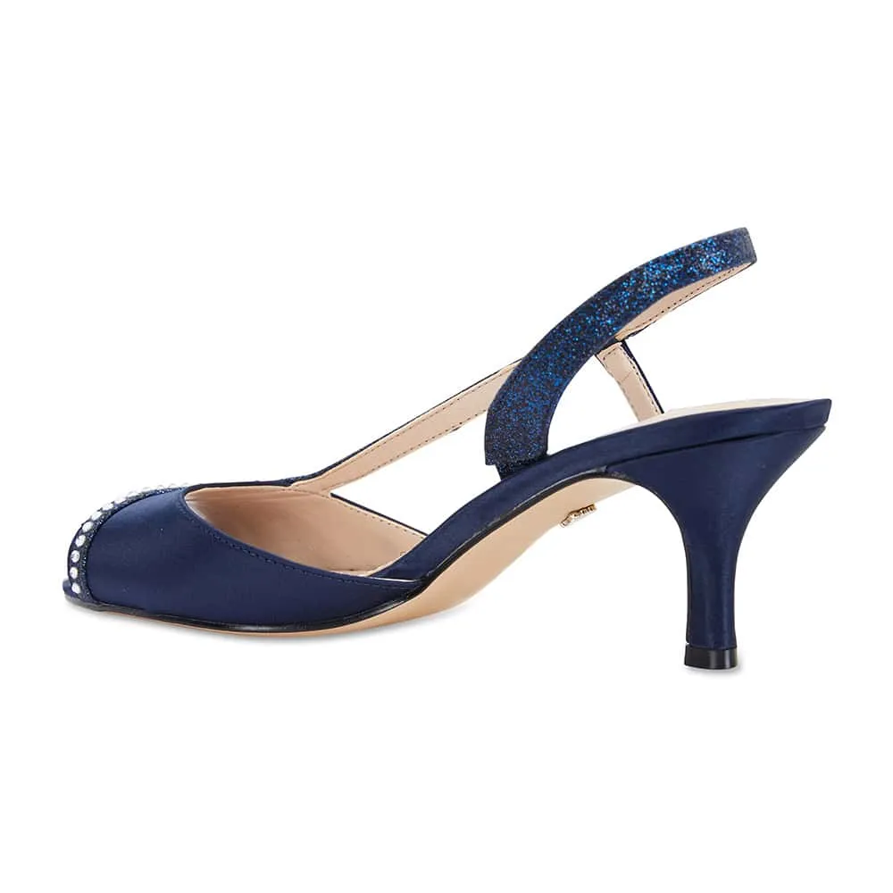 Cabell Heel in Navy Satin