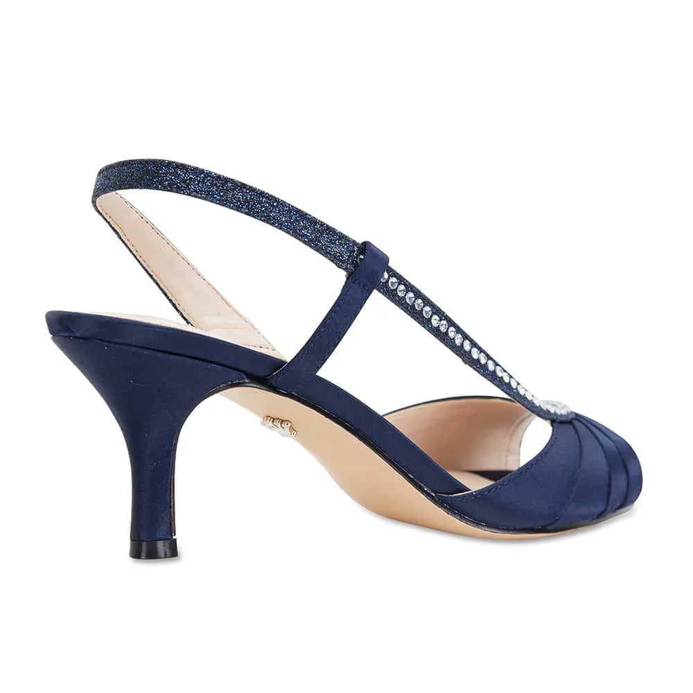 Cabell Heel in Navy Satin