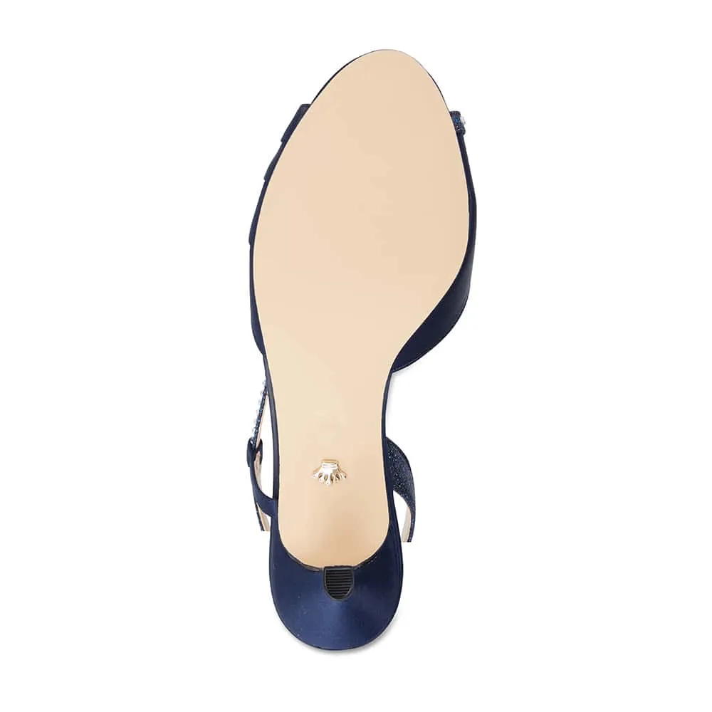 Cabell Heel in Navy Satin