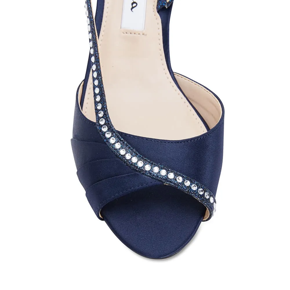 Cabell Heel in Navy Satin