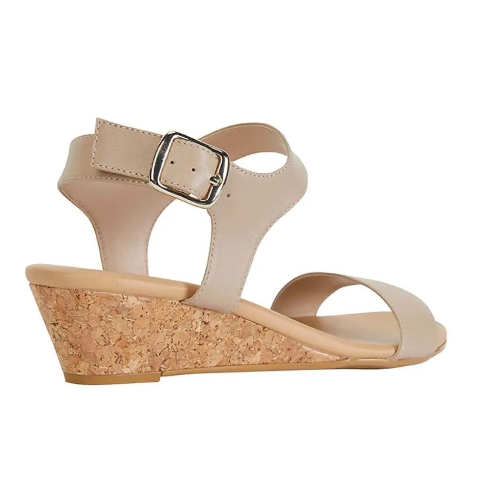 Cable Heel in Nude Leather