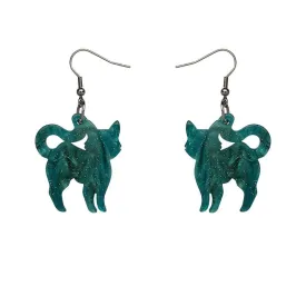 Cat Ripple Glitter Resin Drop Earrings - Green