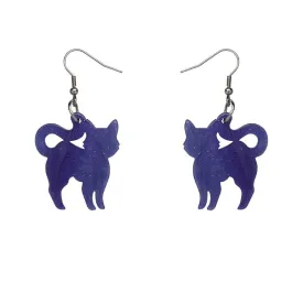 Cat Ripple Glitter Resin Drop Earrings - Purple