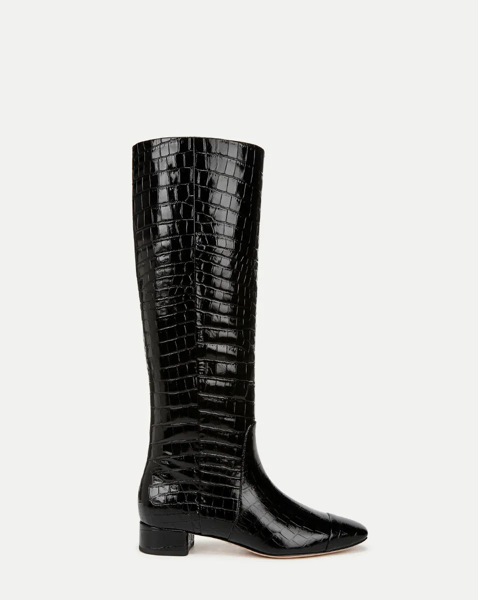 Cecile Croc-Embossed Tall Boot