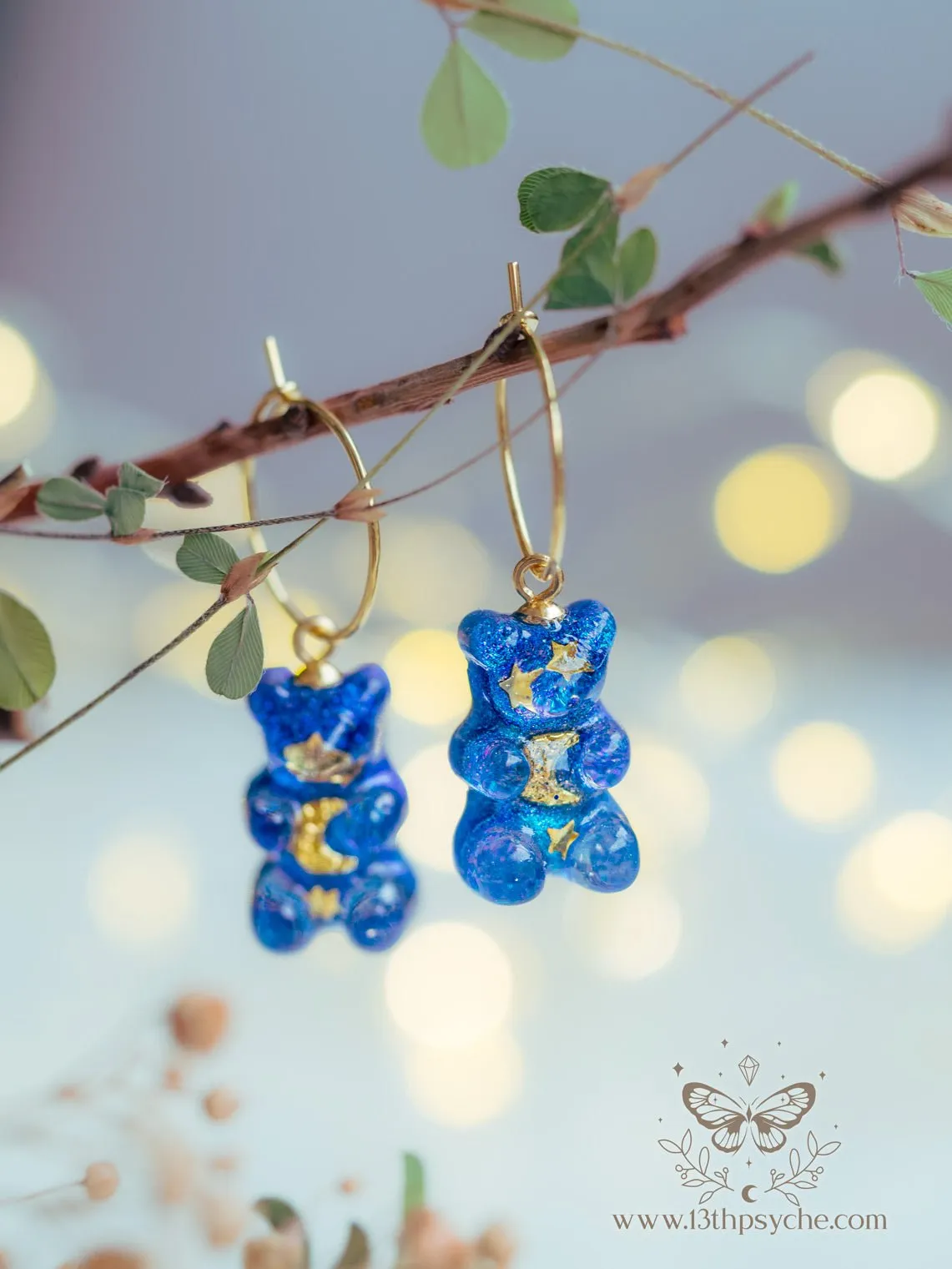 Celestial inspired Gummy bear hoop earrings