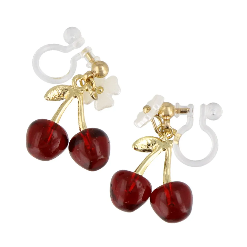 Cherry Invisible Clip On Earrings