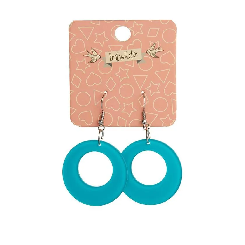 Circle Bubble Resin Drop Earrings -Teal