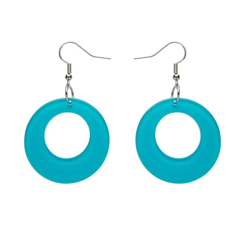 Circle Bubble Resin Drop Earrings -Teal