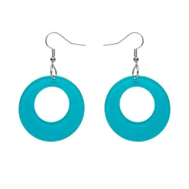 Circle Bubble Resin Drop Earrings -Teal