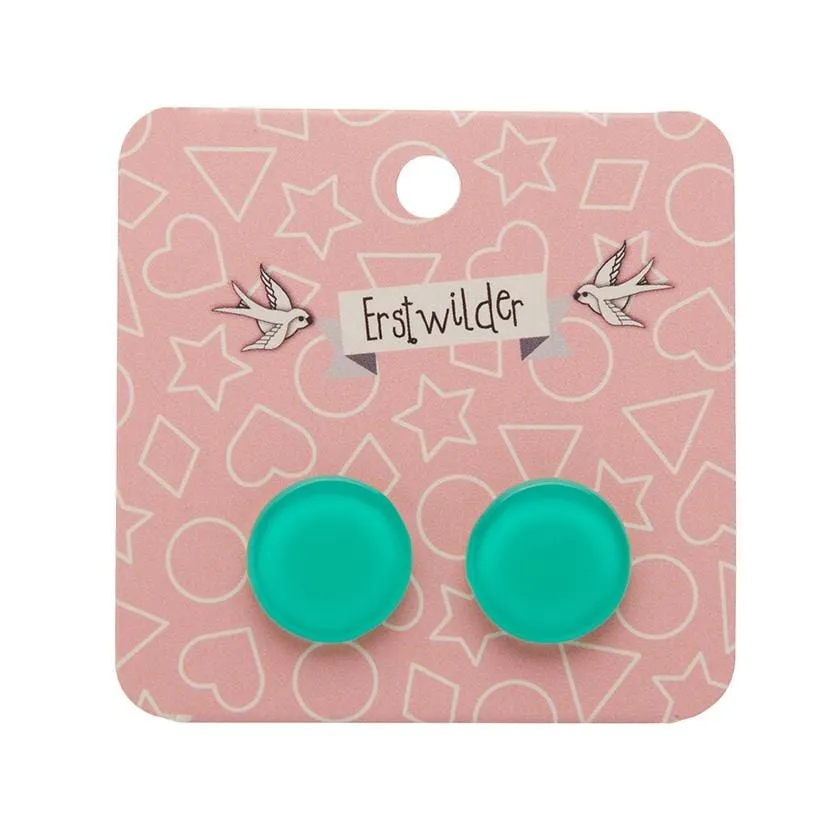 Circle Bubble Resin Stud Earrings - Mint